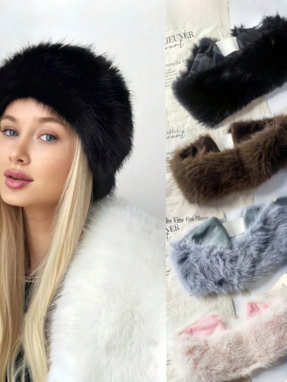 pink fur headband